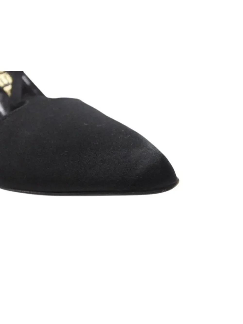Chanel Stiletto Heels CC Logo Satin Black Goal